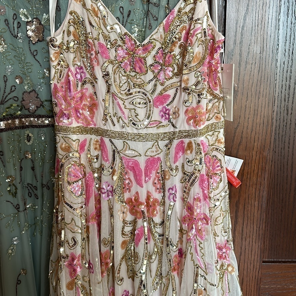 Mac Duggal V NECK FLORAL EMBELLISHED SPAGHETTI STRAP GOWN size 12 NEW $698 - Picture 17 of 17